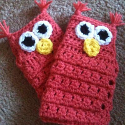 Owl Fingerless Mittens